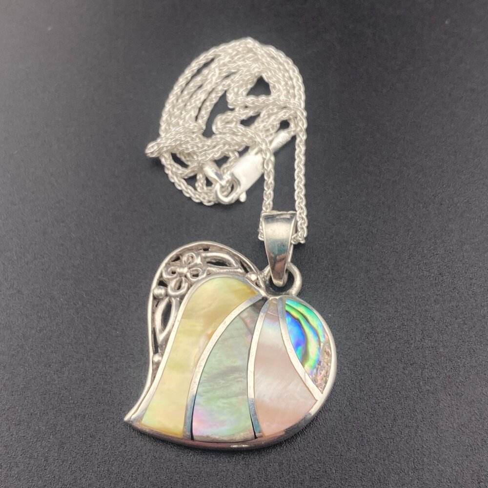 Sterling Silver Sally C Treasures 18" Necklace & 1.2" MOP Abalone .925 Pendant